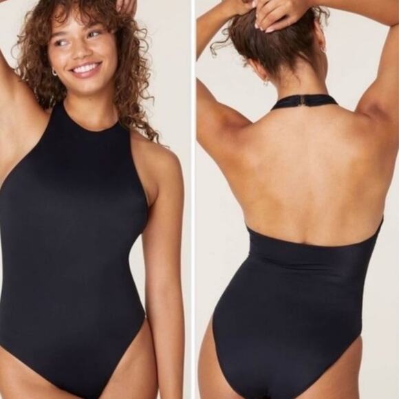 NWT Andie Luzon Black Eco Nylon Open Back One Piece Swimsuit Medium - Picture 3 of 12